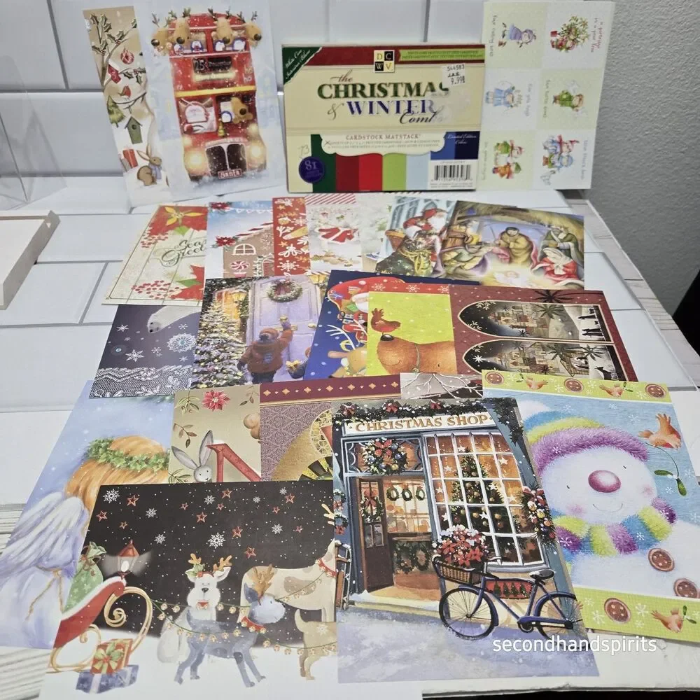 Christmas Winter Card Stock Mat Stack 73 Sheets Plus 23 Card Journal Sheets